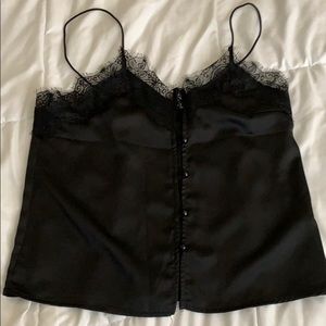 Shein black lace-trimmed cami